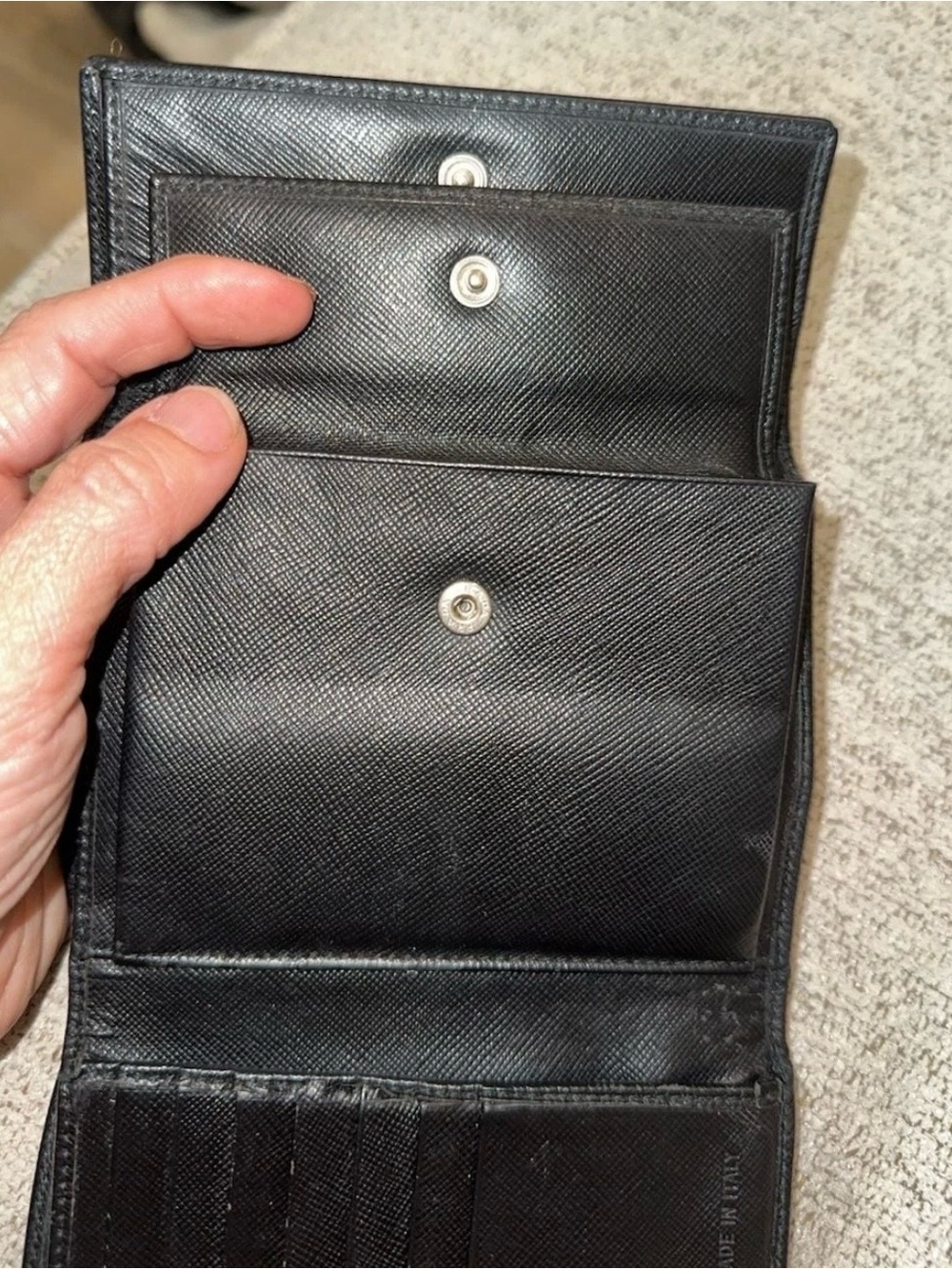 Prada Black Saffiano Leather Shoulder Wallet with Silver Chain - Picture 7 of 8